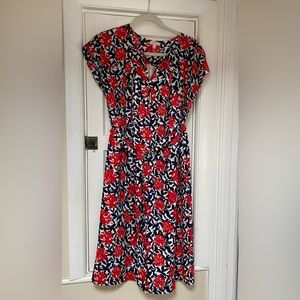 Navy And Red Floral Dress - image 1